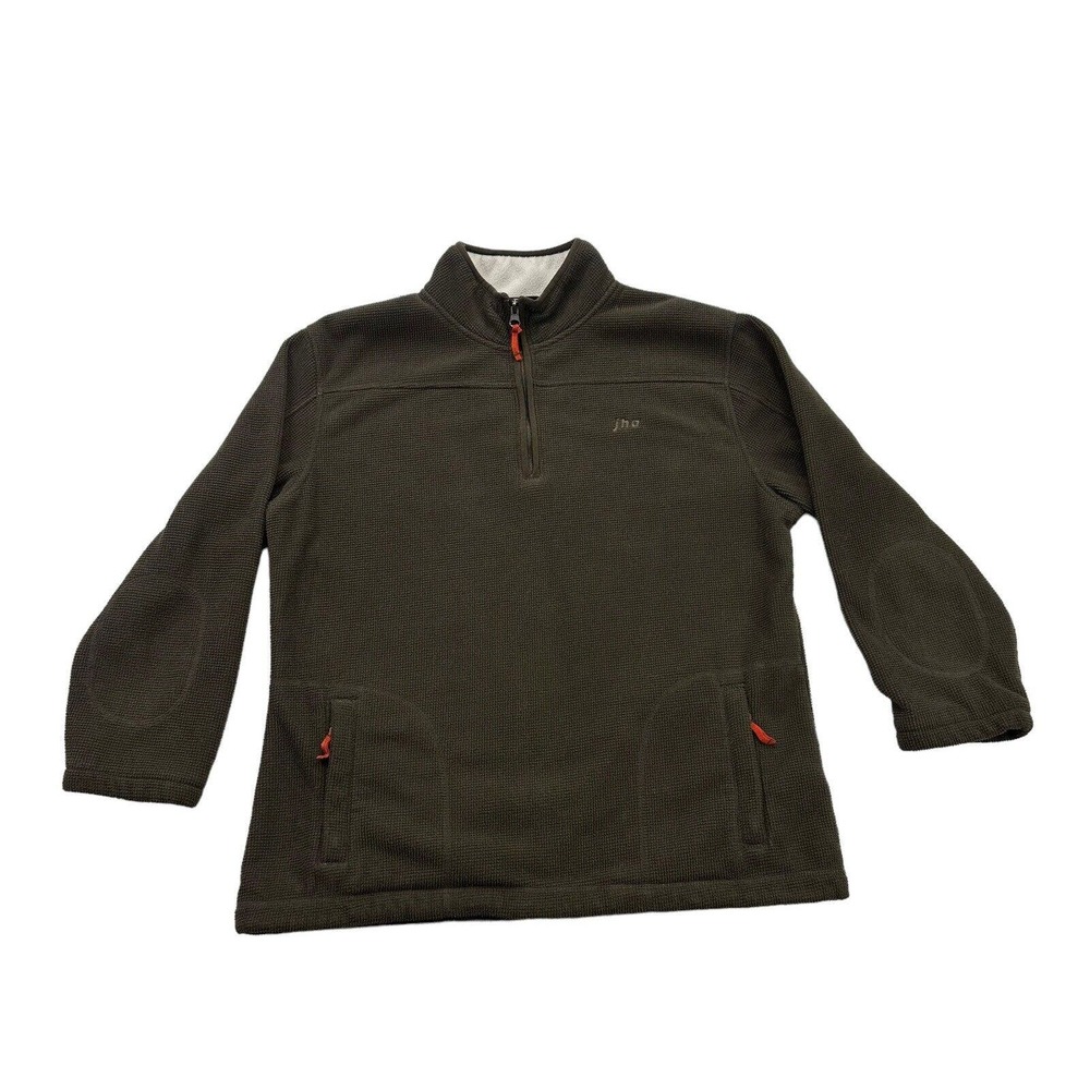 JHA Sweater Womens 2XL Brown Thermal Fleece Lined 1/4 Zip Pullover Fossa